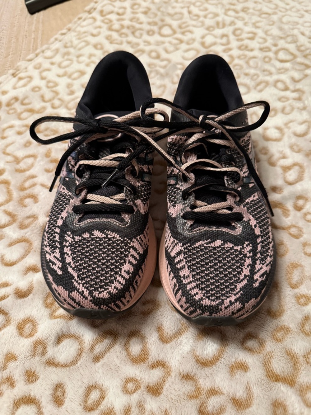 Asics Women’s Black and Pink Knit Athletic Sneakers - Stylish Comfort